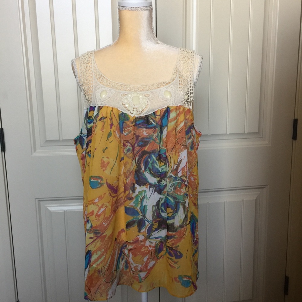 Sleeveless Top with unique Yoke.
